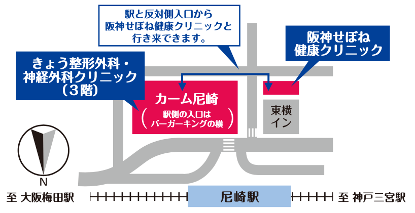 阪神せぼね健康クリニックときょう整形外科・神経外科クリニックへの地図